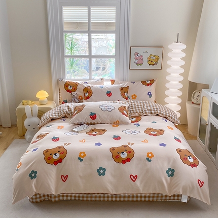 友承家纺 2025新款芦荟棉亲肤四件套 宝贝熊