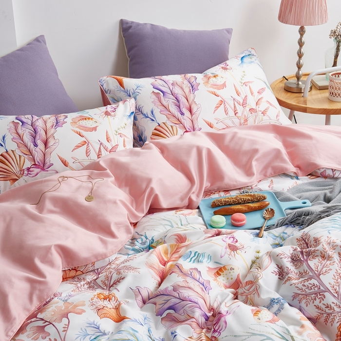 91家纺网 家纺一手货源 找家纺 优然居家纺 2025新款60支数码印花麻绳款四件套 海洋日记