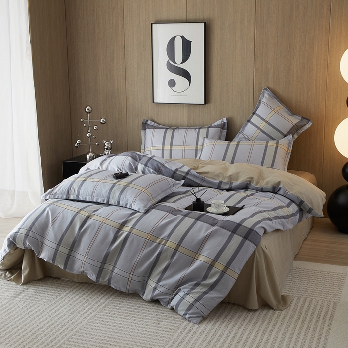 91家纺网 家纺一手货源 找家纺 合纵跨境工厂 2025新款40支纯棉跨境外贸JIT一件代发TEMU亚马逊希音包过核价-全棉印花四件套  简意-咖