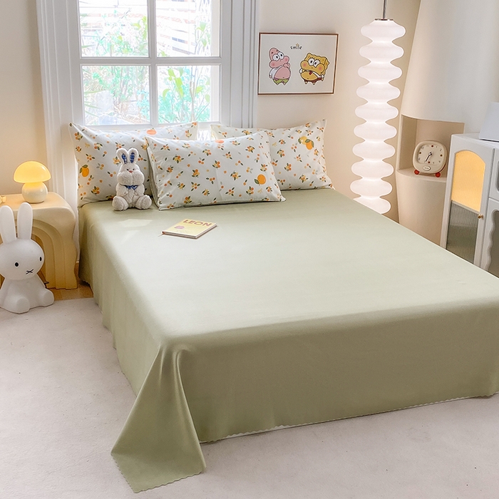 91家纺网 家纺一手货源 找家纺 友承家纺 2025新款芦荟棉亲肤四件套 柠檬