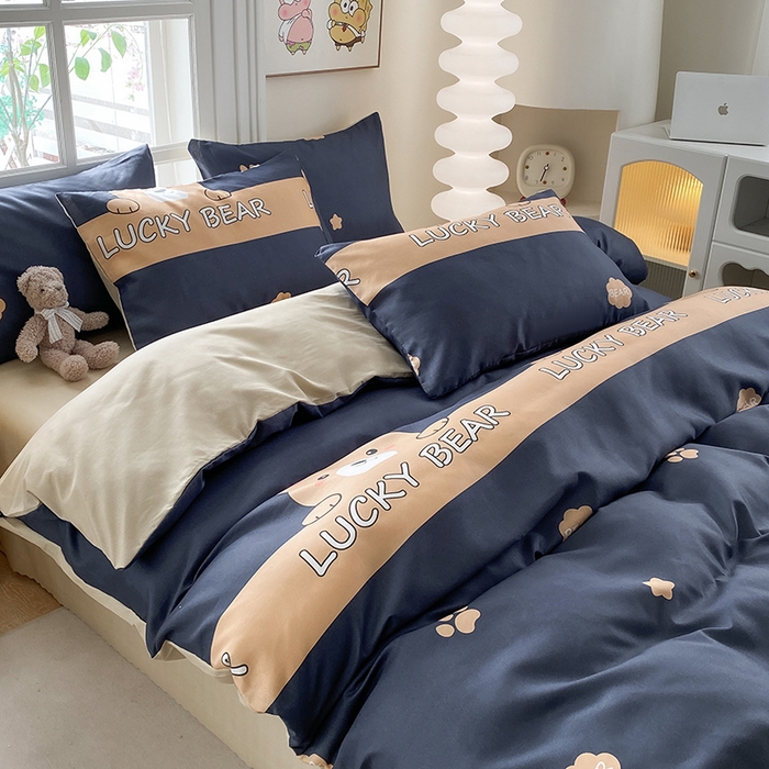 91家纺网 家纺一手货源 找家纺 友承家纺 2025新款芦荟棉亲肤四件套 熊宝