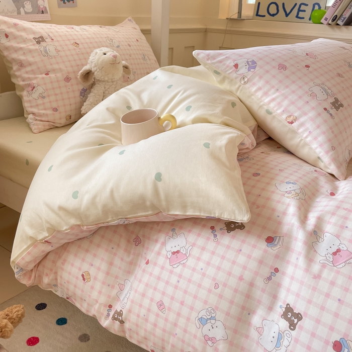 91家纺网 家纺一手货源 找家纺 吉象家纺 2025新款12868高支密全棉印花学生季三件套 甜美梦境