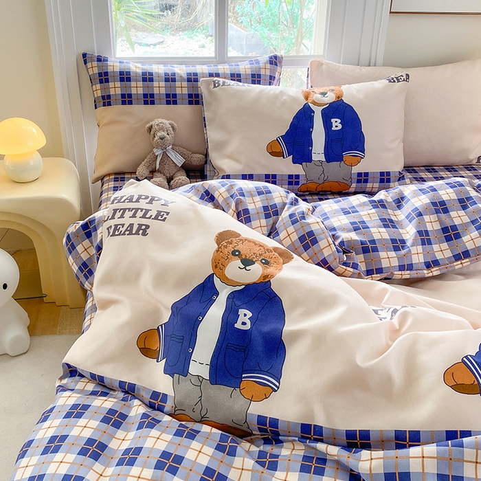 91家纺网 家纺一手货源 找家纺 友承家纺 2025新款芦荟棉亲肤四件套 熊先生