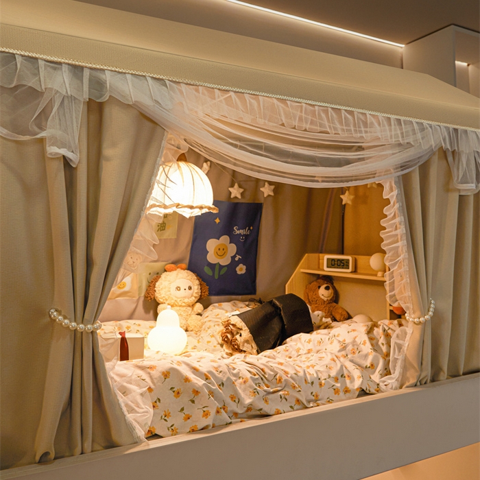 91家纺网 家纺一手货源 找家纺 飞轮海蚊帐 2025新款雪尼尔花边款遮光学生蚊帐-XF-2 XF-2香槟