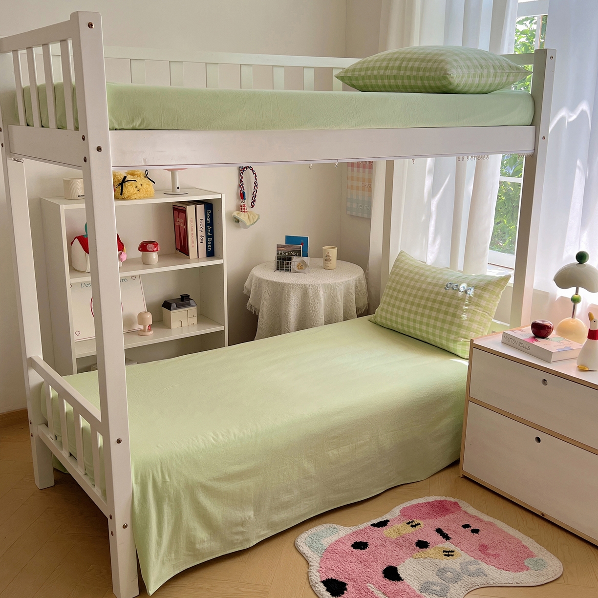 91家纺网 家纺一手货源 找家纺 丽涵家纺 2025新款色织水洗棉刺绣学生三件套 尚格-绿