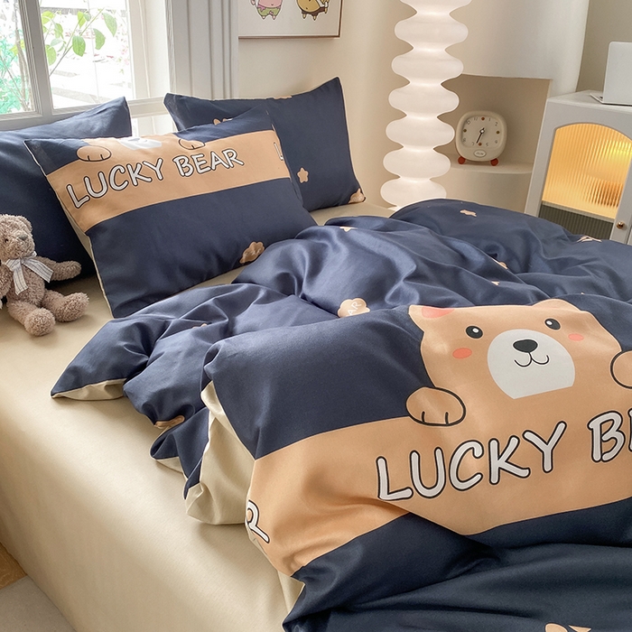 91家纺网 家纺一手货源 找家纺 友承家纺 2025新款芦荟棉亲肤四件套 熊宝