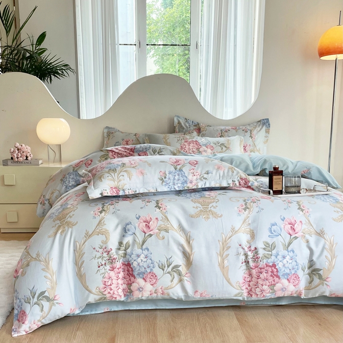 91家纺网 家纺一手货源 找家纺 合纵跨境工厂 2025新款40支纯棉跨境外贸JIT一件代发TEMU亚马逊希音包过核价-全棉印花四件套  罗浮花梦