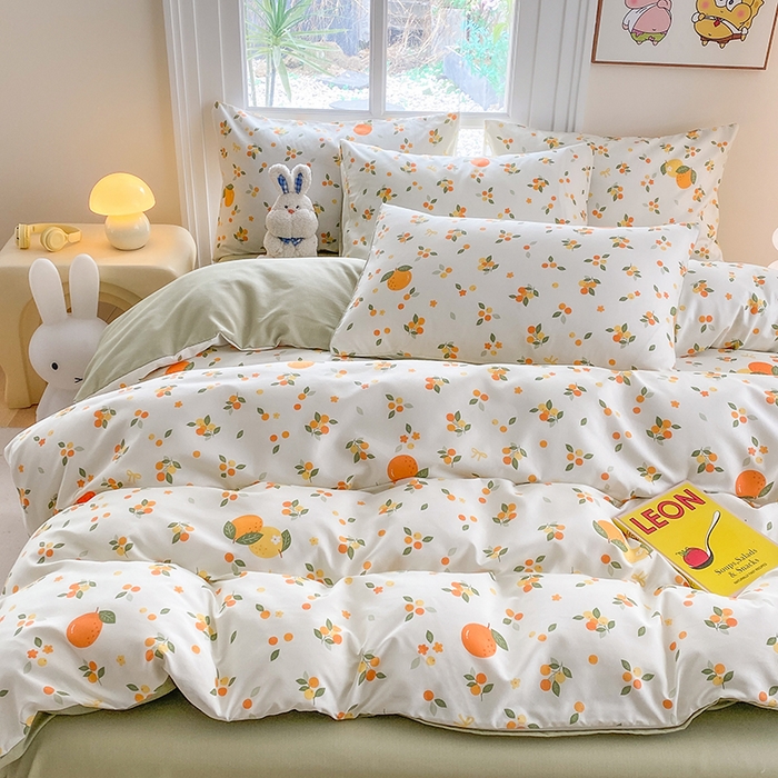 91家纺网 家纺一手货源 找家纺 友承家纺 2025新款芦荟棉亲肤四件套 柠檬