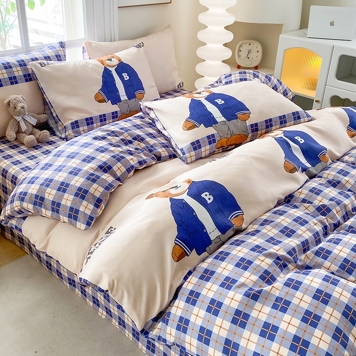 91家纺网 家纺一手货源 找家纺 友承家纺 2025新款芦荟棉亲肤四件套 熊先生