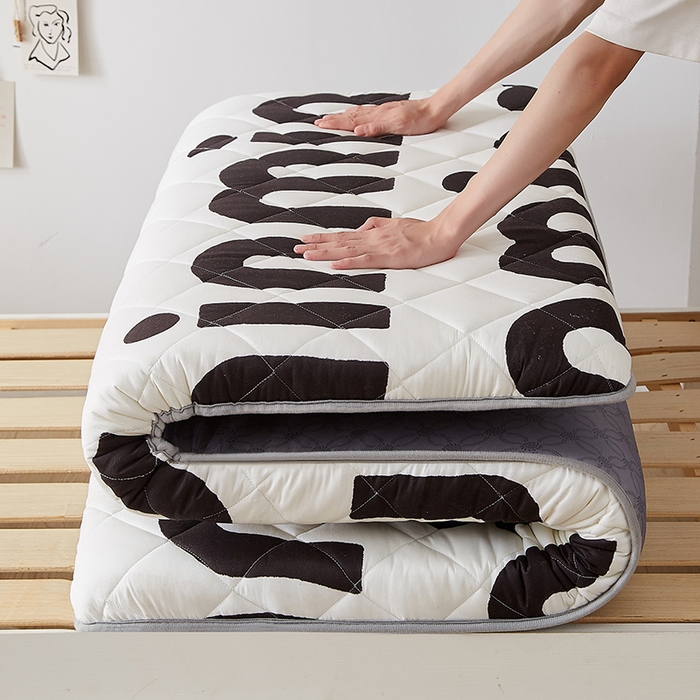 91家纺网 家纺一手货源 找家纺 暖季家纺 2025新款磨毛印花亲肤学生床垫 克里斯丁黑