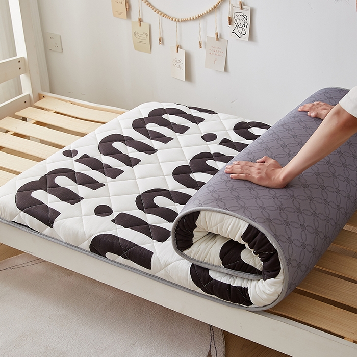 91家纺网 家纺一手货源 找家纺 暖季家纺 2025新款磨毛印花亲肤学生床垫 克里斯丁黑