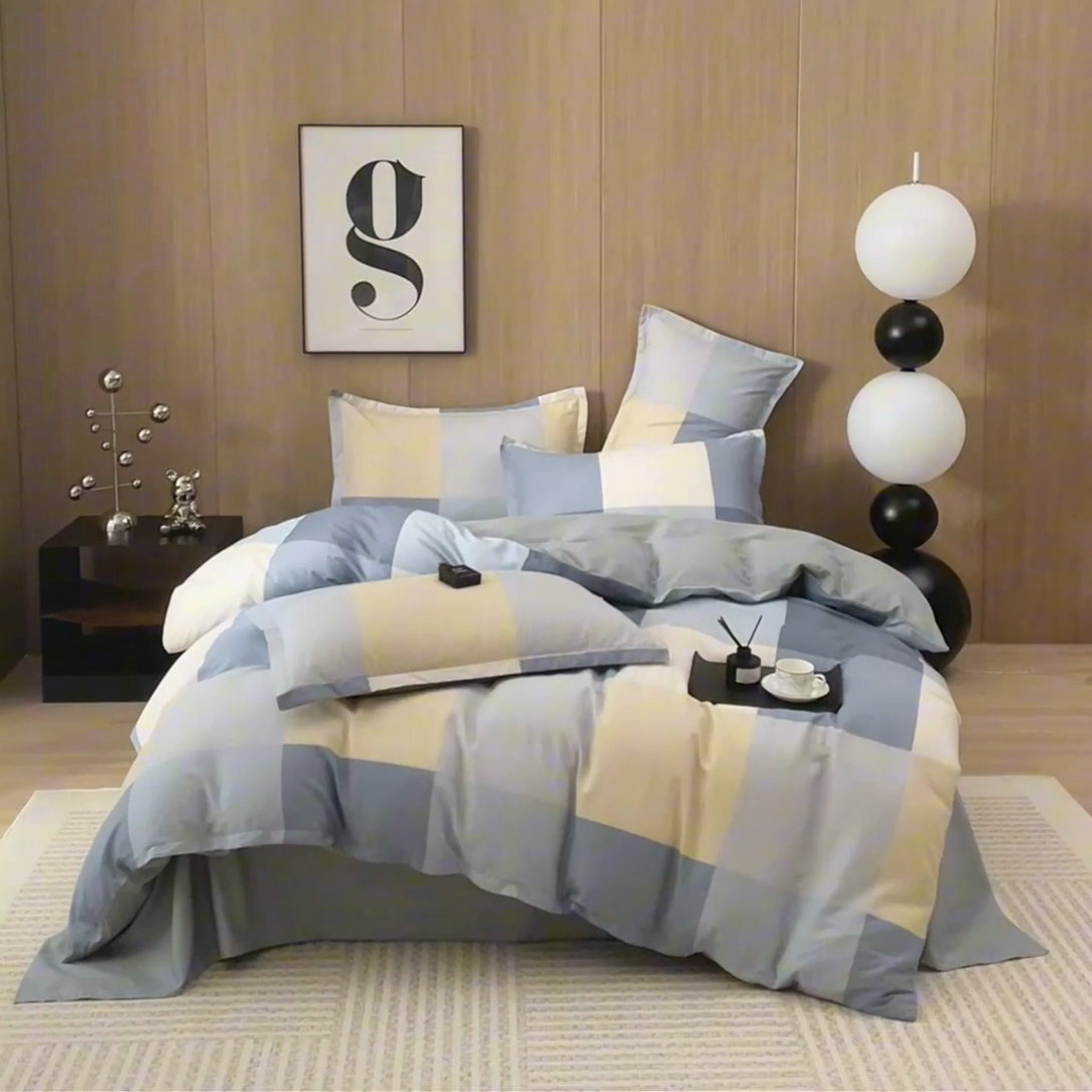 91家纺网 家纺一手货源 找家纺 合纵跨境工厂 2025新款40支纯棉跨境外贸JIT一件代发TEMU亚马逊希音包过核价-全棉印花四件套  布洛尼-灰