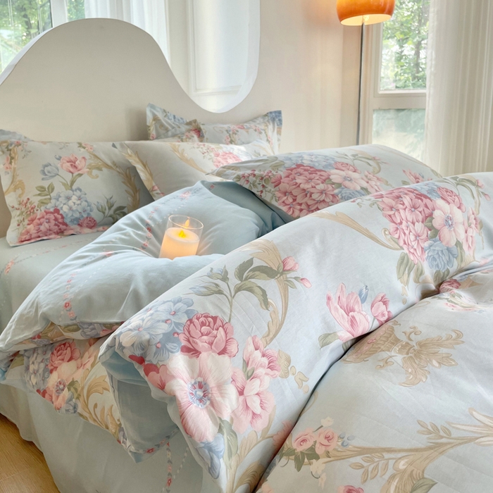 91家纺网 家纺一手货源 找家纺 合纵跨境工厂 2025新款40支纯棉跨境外贸JIT一件代发TEMU亚马逊希音包过核价-全棉印花四件套  罗浮花梦