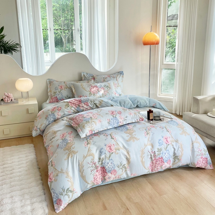 91家纺网 家纺一手货源 找家纺 合纵跨境工厂 2025新款40支纯棉跨境外贸JIT一件代发TEMU亚马逊希音包过核价-全棉印花四件套  罗浮花梦