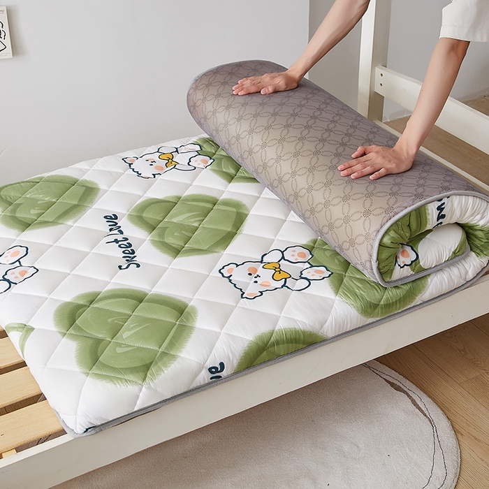 91家纺网 家纺一手货源 找家纺 暖季家纺 2025新款磨毛印花亲肤学生床垫 绿心熊