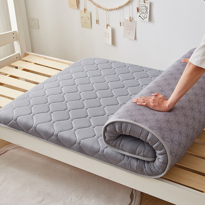 91家纺网 家纺一手货源 找家纺 暖季家纺 2025新款磨毛印花亲肤学生床垫 高级灰