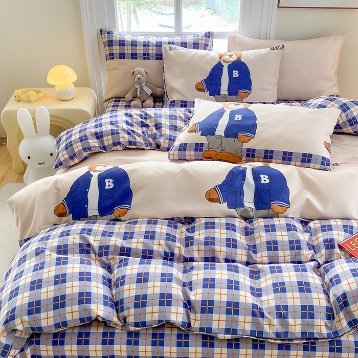 91家纺网 家纺一手货源 找家纺 友承家纺 2025新款芦荟棉亲肤四件套 熊先生