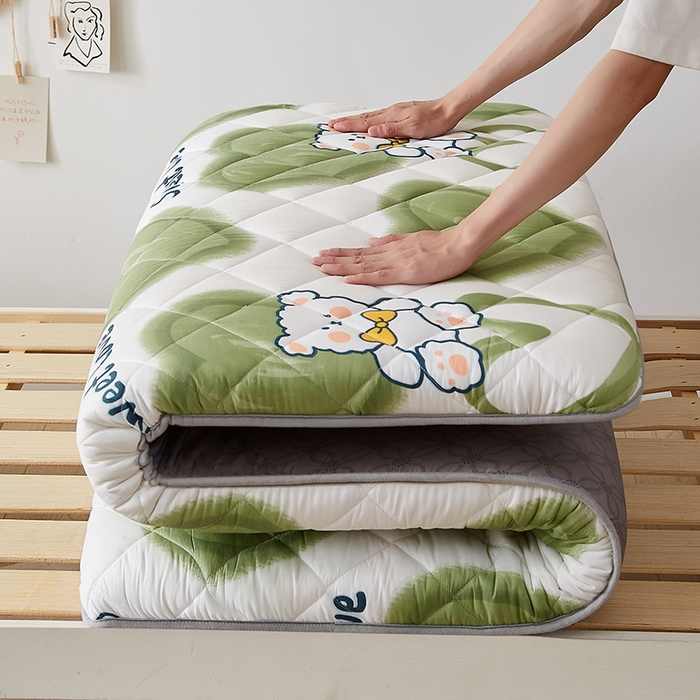 91家纺网 家纺一手货源 找家纺 暖季家纺 2025新款磨毛印花亲肤学生床垫 绿心熊