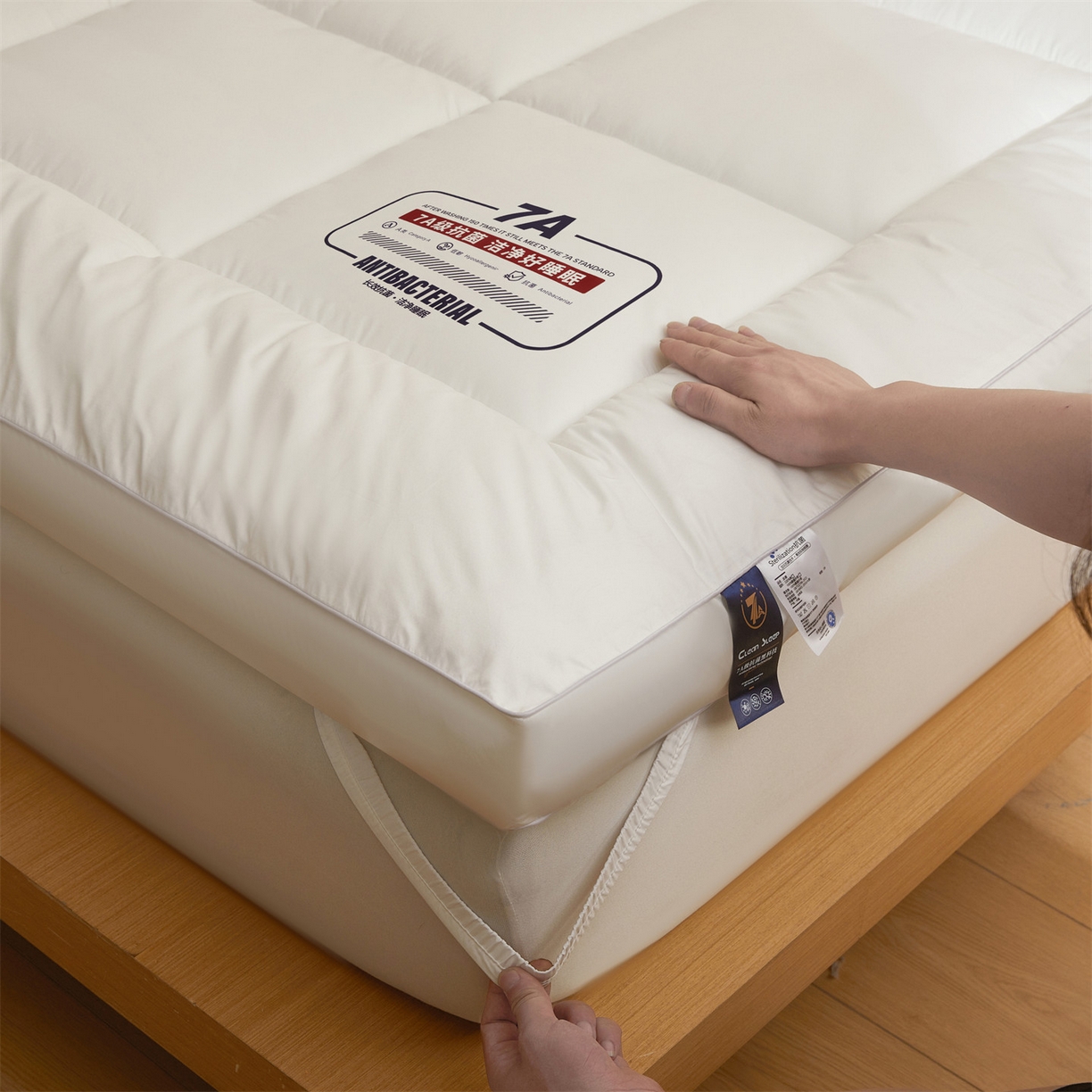 91家纺网 家纺一手货源 找家纺 招财星2店仓储 2025新款酒店床垫学生宿舍单人床褥超厚榻榻米垫子不塌陷带质检报告买家秀 7A抗菌床垫-珍珠白