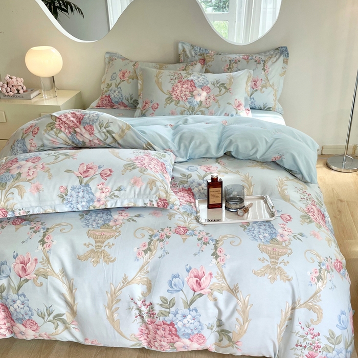 91家纺网 家纺一手货源 找家纺 合纵跨境工厂 2025新款40支纯棉跨境外贸JIT一件代发TEMU亚马逊希音包过核价-全棉印花四件套  罗浮花梦