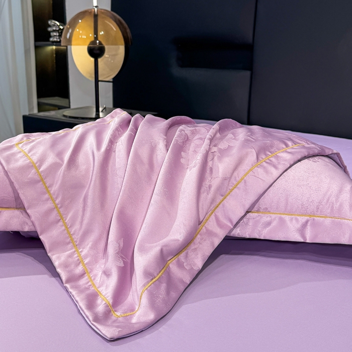 91家纺网 家纺一手货源 找家纺 世爵 2025新款水洗天丝提花锦缎四件套 鸢尾紫