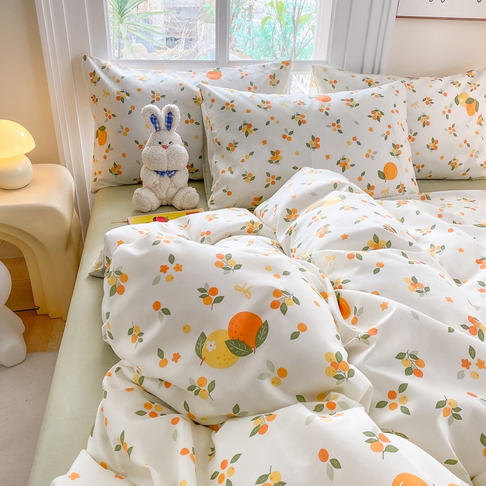 91家纺网 家纺一手货源 找家纺 友承家纺 2025新款芦荟棉亲肤四件套 柠檬