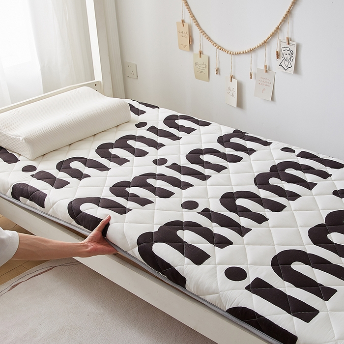 91家纺网 家纺一手货源 找家纺 暖季家纺 2025新款磨毛印花亲肤学生床垫 克里斯丁黑