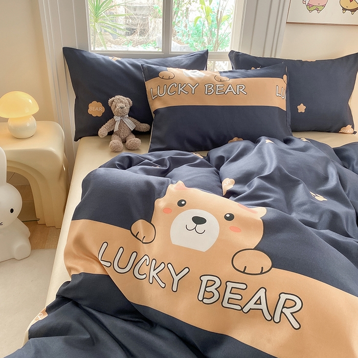 91家纺网 家纺一手货源 找家纺 友承家纺 2025新款芦荟棉亲肤四件套 熊宝