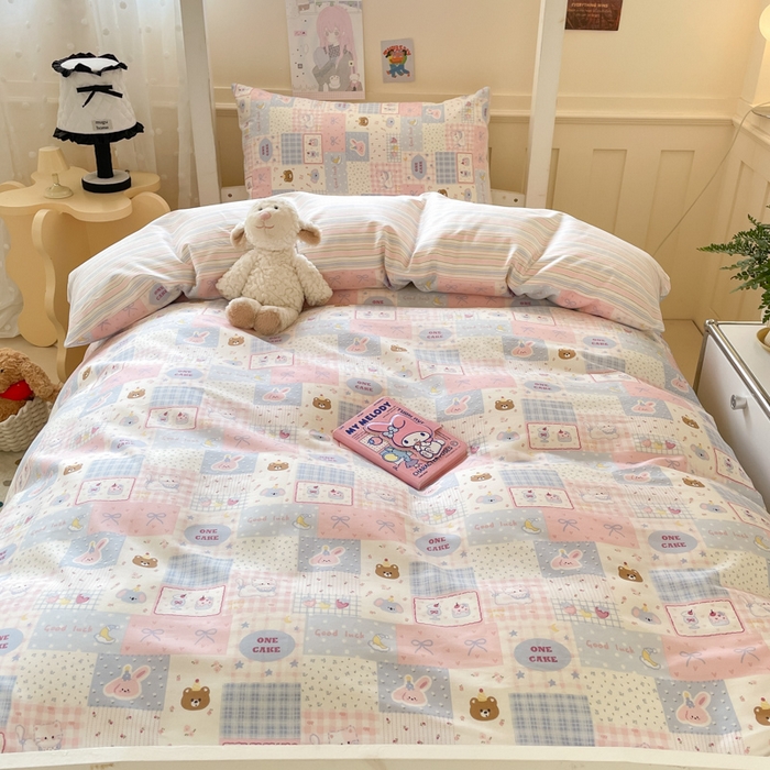 91家纺网 家纺一手货源 找家纺 吉象家纺 2025新款12868高支密全棉印花学生季三件套 甜心乐园