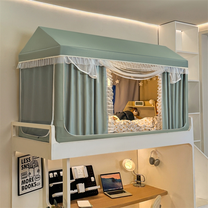 91家纺网 家纺一手货源 找家纺 飞轮海蚊帐 2025新款雪尼尔花边款遮光学生蚊帐-XF-2 XF-2芥末绿