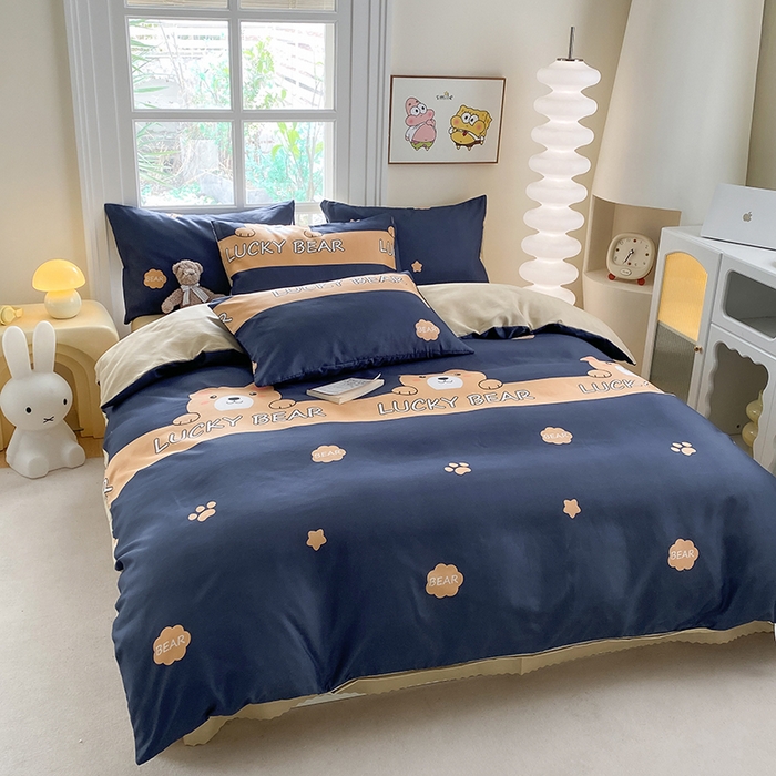 91家纺网 家纺一手货源 找家纺 友承家纺 2025新款芦荟棉亲肤四件套 熊宝