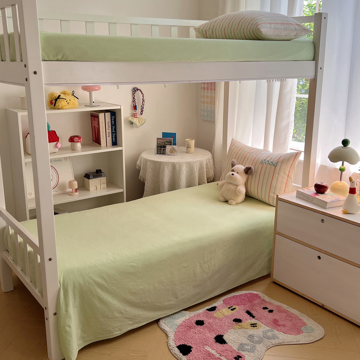 91家纺网 家纺一手货源 找家纺 丽涵家纺 2025新款色织水洗棉刺绣学生三件套 韵律-绿