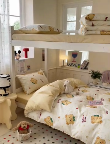 91家纺网 家纺一手货源 找家纺 吉象家纺 2025新款12868高支密全棉印花学生季三件套 瑞迪熊