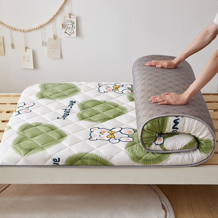 91家纺网 家纺一手货源 找家纺 暖季家纺 2025新款磨毛印花亲肤学生床垫 绿心熊