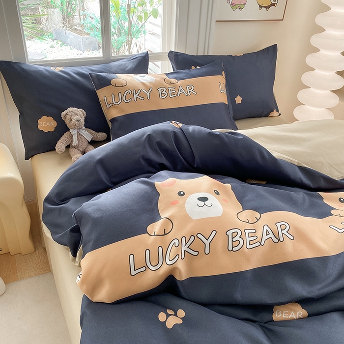 91家纺网 家纺一手货源 找家纺 友承家纺 2025新款芦荟棉亲肤四件套 熊宝