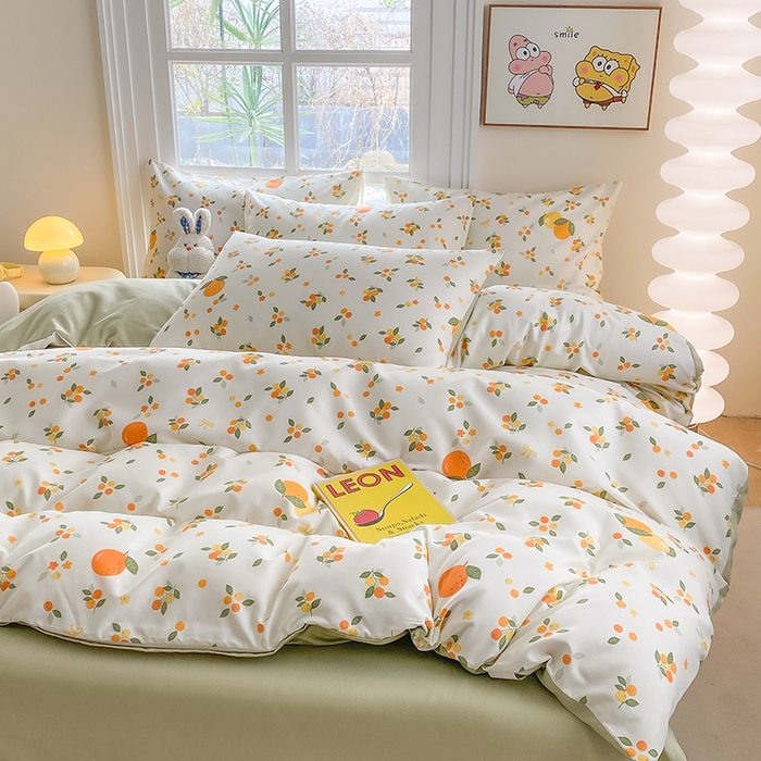 91家纺网 家纺一手货源 找家纺 友承家纺 2025新款芦荟棉亲肤四件套 柠檬