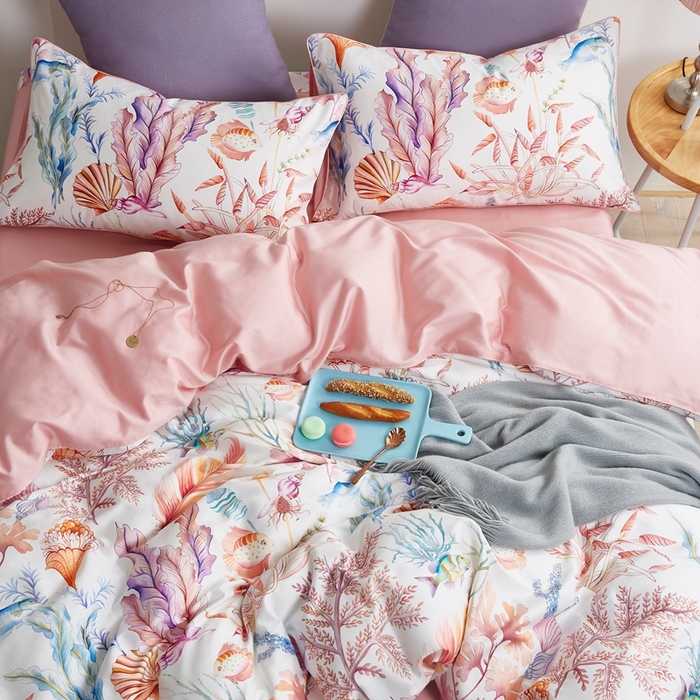 91家纺网 家纺一手货源 找家纺 优然居家纺 2025新款60支数码印花麻绳款四件套 海洋日记