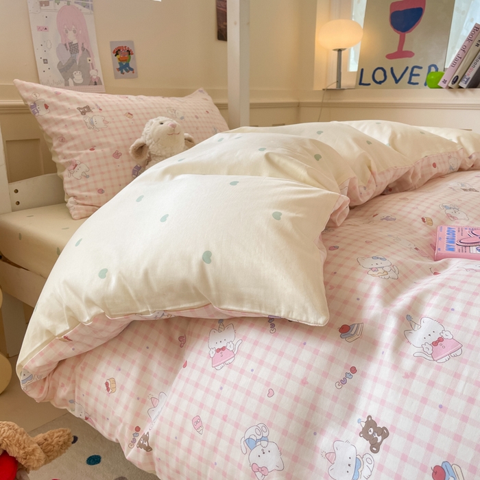 91家纺网 家纺一手货源 找家纺 吉象家纺 2025新款12868高支密全棉印花学生季三件套 甜美梦境