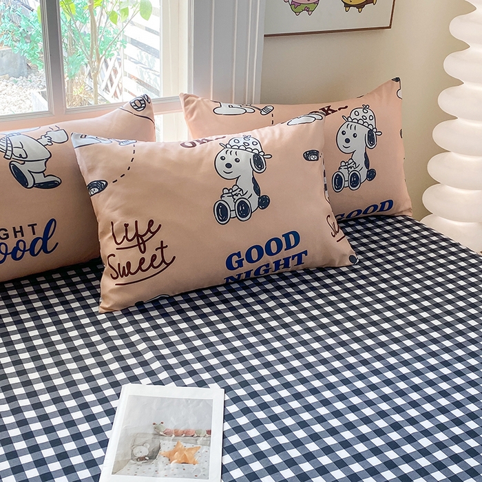 91家纺网 家纺一手货源 找家纺 友承家纺 2025新款芦荟棉亲肤四件套 快乐小狗