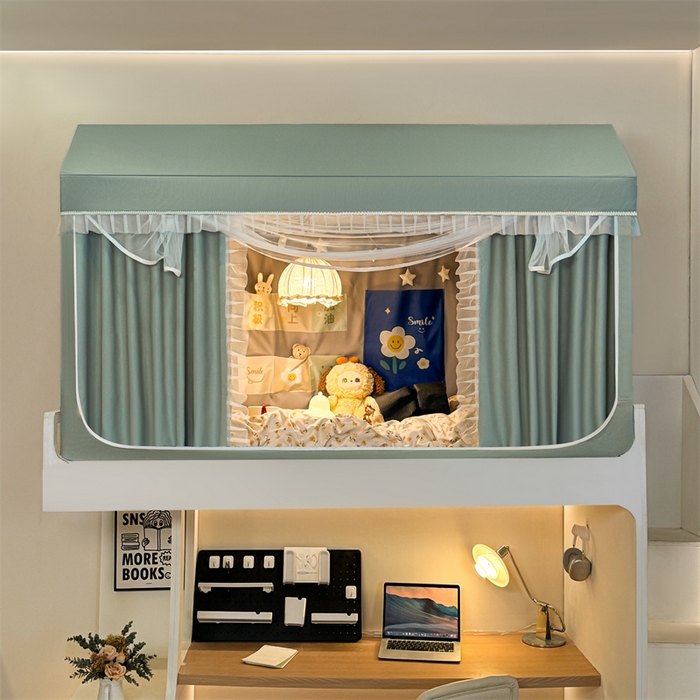 91家纺网 家纺一手货源 找家纺 飞轮海蚊帐 2025新款雪尼尔花边款遮光学生蚊帐-XF-2 XF-2芥末绿