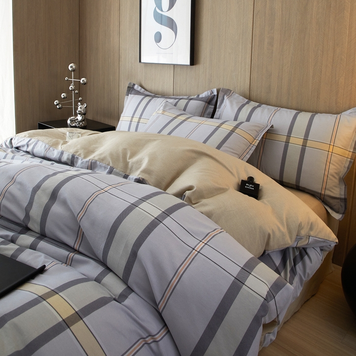 91家纺网 家纺一手货源 找家纺 合纵跨境工厂 2025新款40支纯棉跨境外贸JIT一件代发TEMU亚马逊希音包过核价-全棉印花四件套  简意-咖