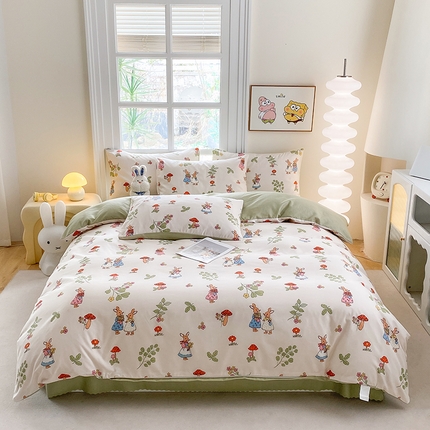 友承家纺 2025新款芦荟棉亲肤四件套 花花