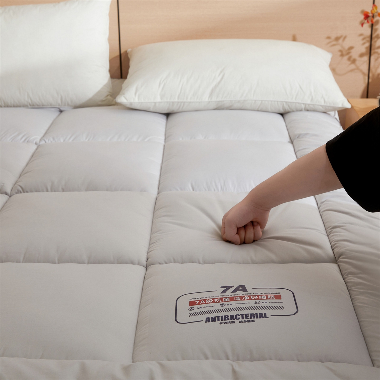 91家纺网 家纺一手货源 找家纺 招财星2店仓储 2025新款酒店床垫学生宿舍单人床褥超厚榻榻米垫子不塌陷带质检报告买家秀 7A抗菌床垫-星辰灰