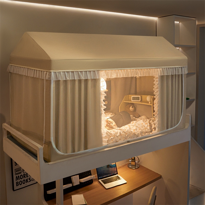 91家纺网 家纺一手货源 找家纺 飞轮海蚊帐 2025新款雪尼尔花边款遮光学生蚊帐-XF-2 XF-2香槟