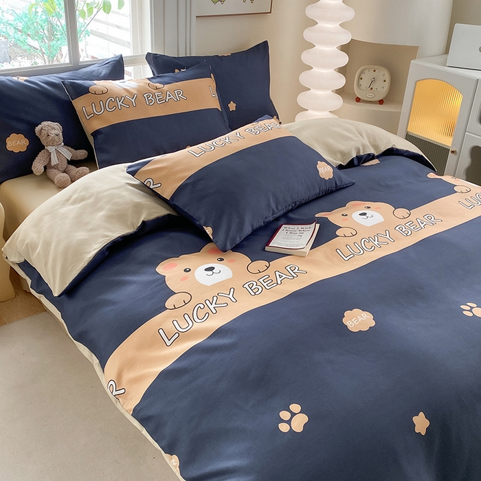 91家纺网 家纺一手货源 找家纺 友承家纺 2025新款芦荟棉亲肤四件套 熊宝