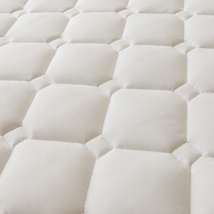 91家纺网 家纺一手货源 找家纺 暖季家纺 2025新款磨毛印花亲肤学生床垫 面包格象牙白