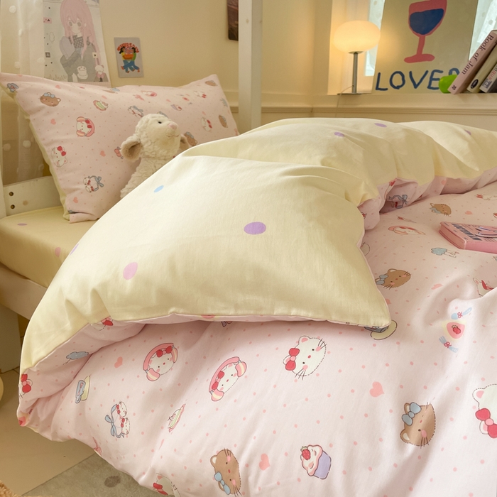 91家纺网 家纺一手货源 找家纺 （总）吉象家纺 2025新款12868高支密全棉印花学生季三件套