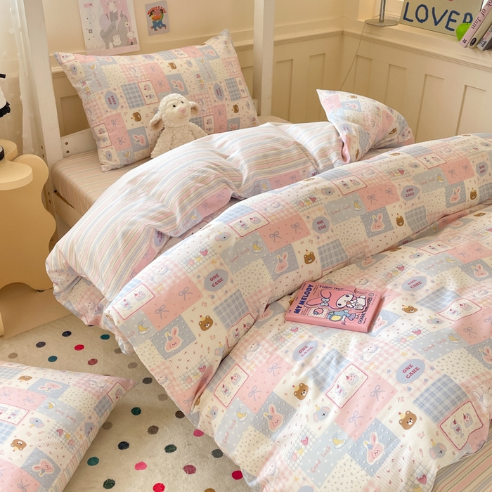 91家纺网 家纺一手货源 找家纺 吉象家纺 2025新款12868高支密全棉印花学生季三件套 甜心乐园