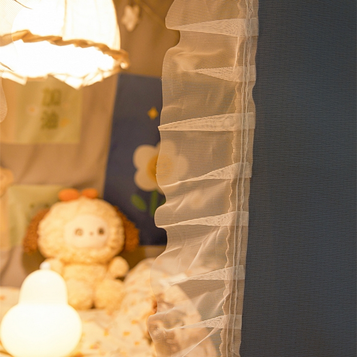 91家纺网 家纺一手货源 找家纺 飞轮海蚊帐 2025新款雪尼尔花边款遮光学生蚊帐-XF-2 XF-2蓝灰