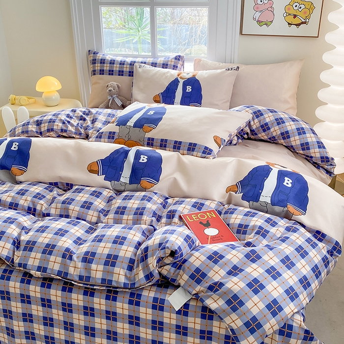 91家纺网 家纺一手货源 找家纺 友承家纺 2025新款芦荟棉亲肤四件套 熊先生